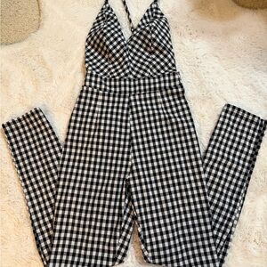 NEW! Black and White Gingham Jumpsuit size XS-S (no brand tag)